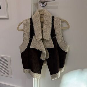 Lush Brown and Cream Shearling Vest